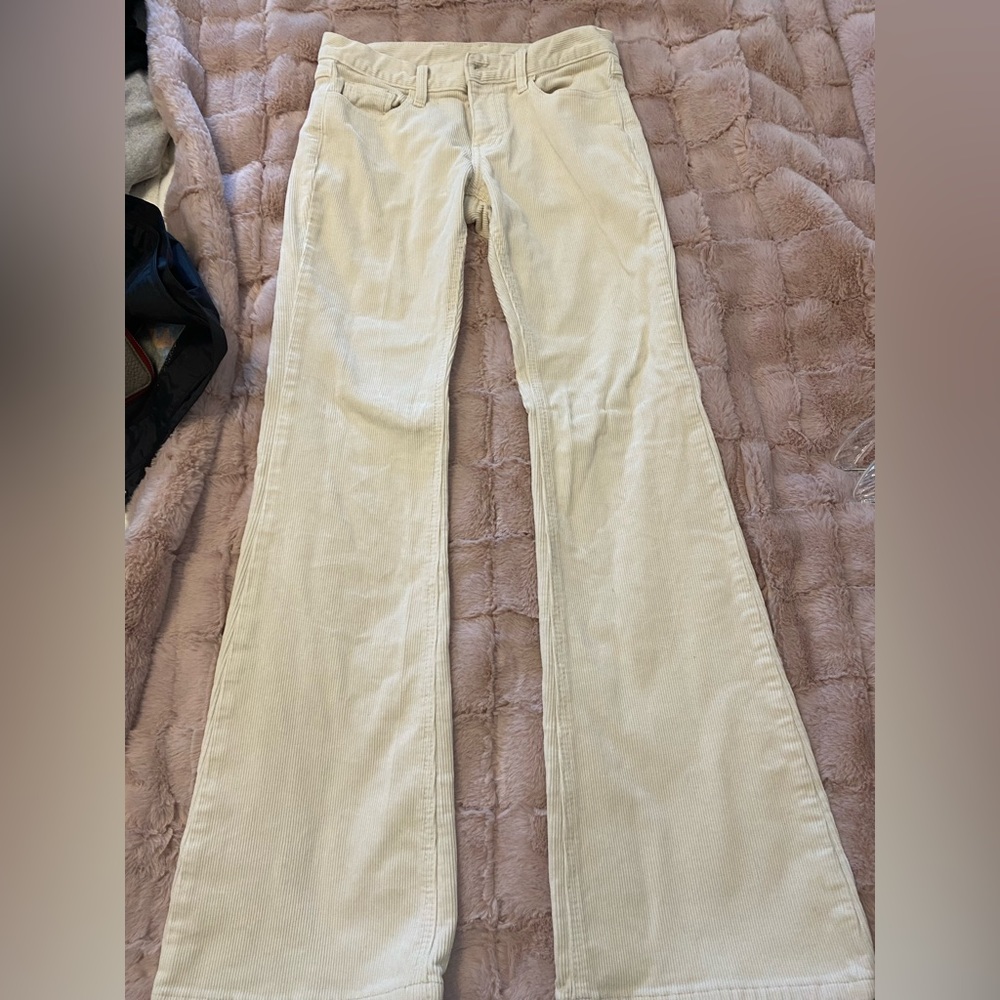 Brandy Melville cream corduroy flared pants